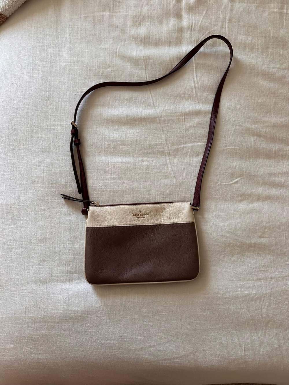 EUC Kate Spade Brown and Cream Leather Crossbody